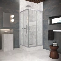 Угловые ограждения с раздвижными дверями ZA Protec 70x70 матовый хром