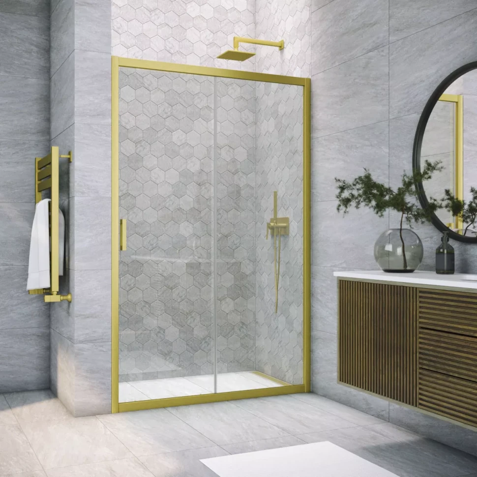 Дверь в душевой проем Vegas-Glass ZP NOVO 175 золото матовое