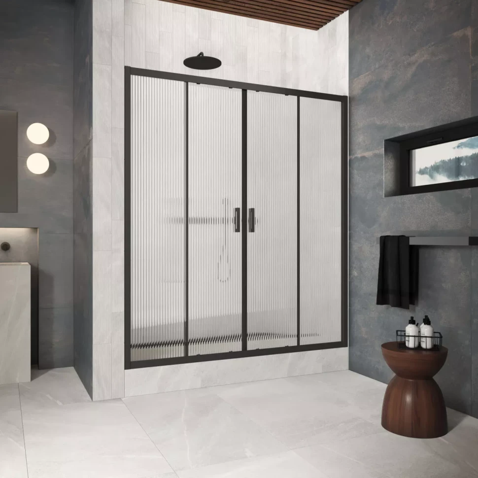 Двери в душевой проем Z2P Protec 150 черный матовый