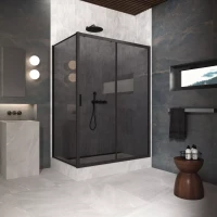 Угловые душевые ограждения ZP+ZPV Protec 165x80 черный матовый