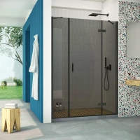 Дверь в душевую нишу Vegas-Glass AFP-F Retta 130 черный матовый