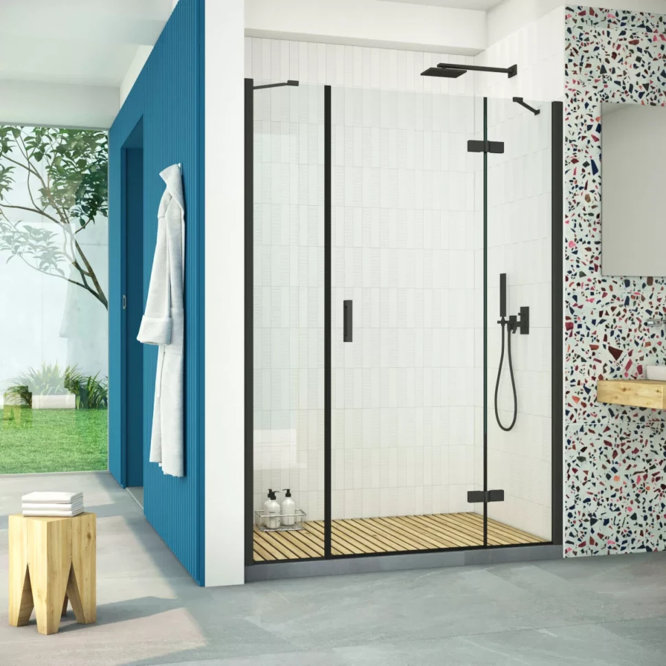 Дверь в душевую нишу Vegas-Glass AFP-F Retta 130 черный матовый