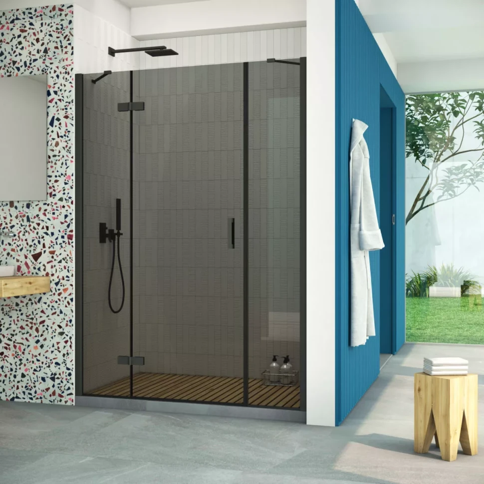 Дверь в душевую нишу Vegas-Glass AFP-F Retta 130 черный матовый