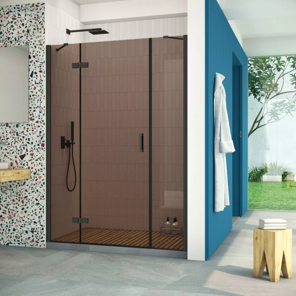 Дверь в душевую нишу Vegas-Glass AFP-F Retta 130 черный матовый