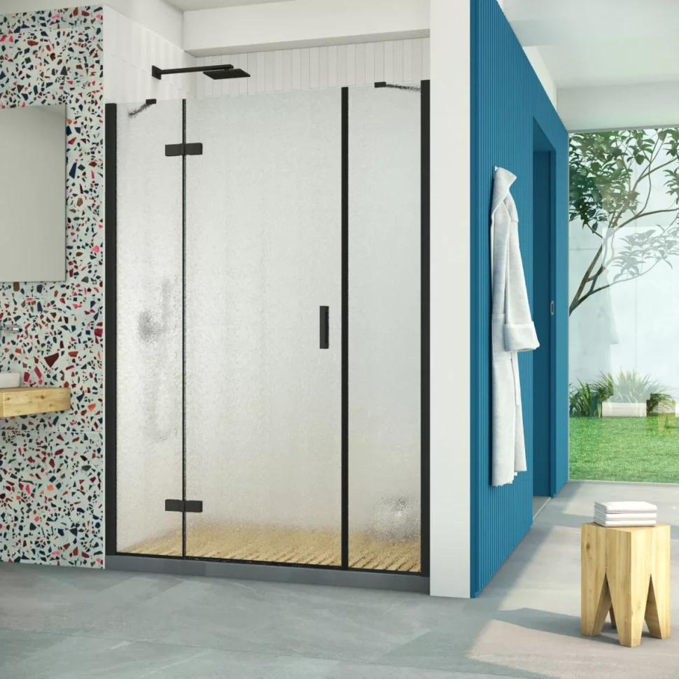 Дверь в душевую нишу Vegas-Glass AFP-F Retta 130 черный матовый