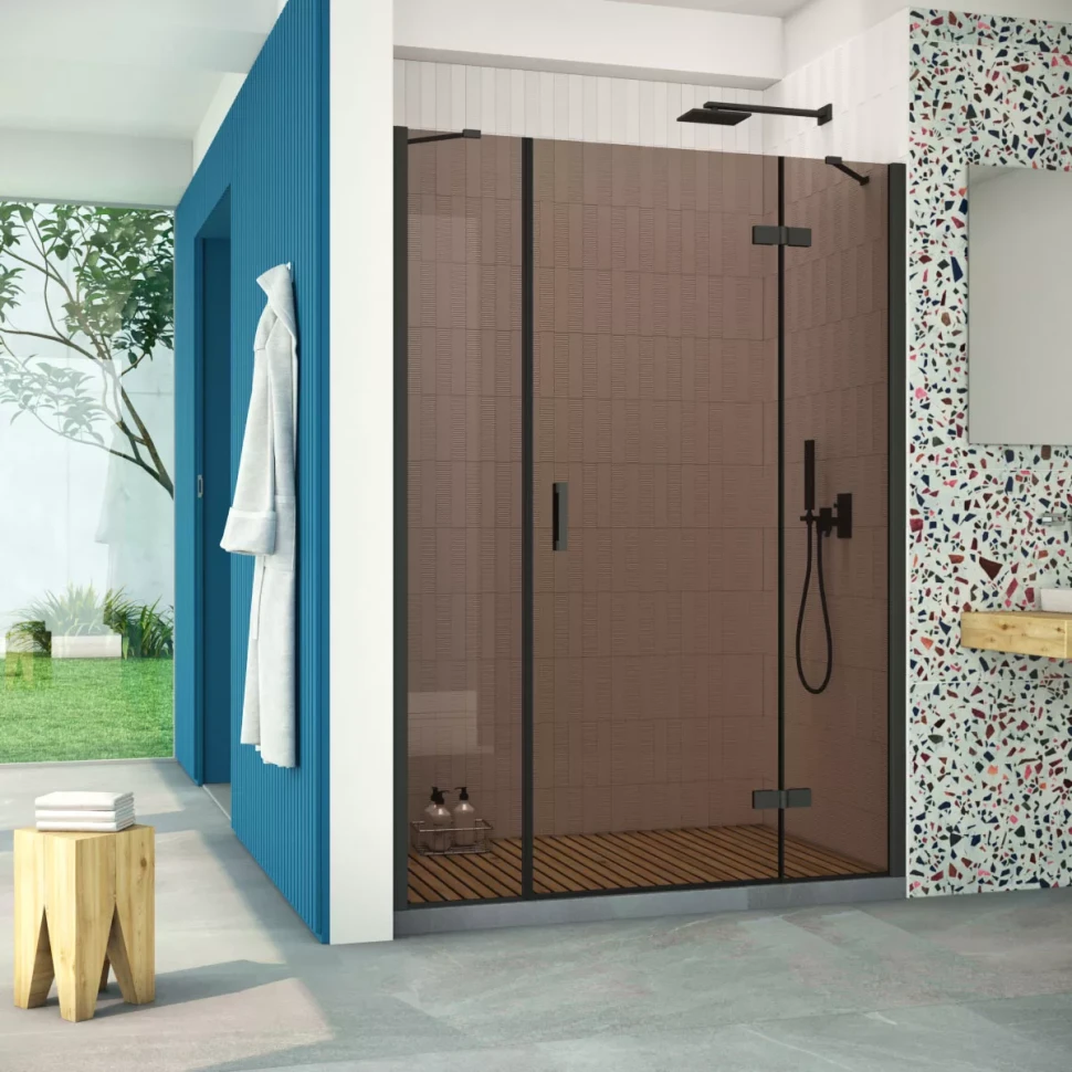 Дверь в душевую нишу Vegas-Glass AFP-F Retta 130 черный матовый