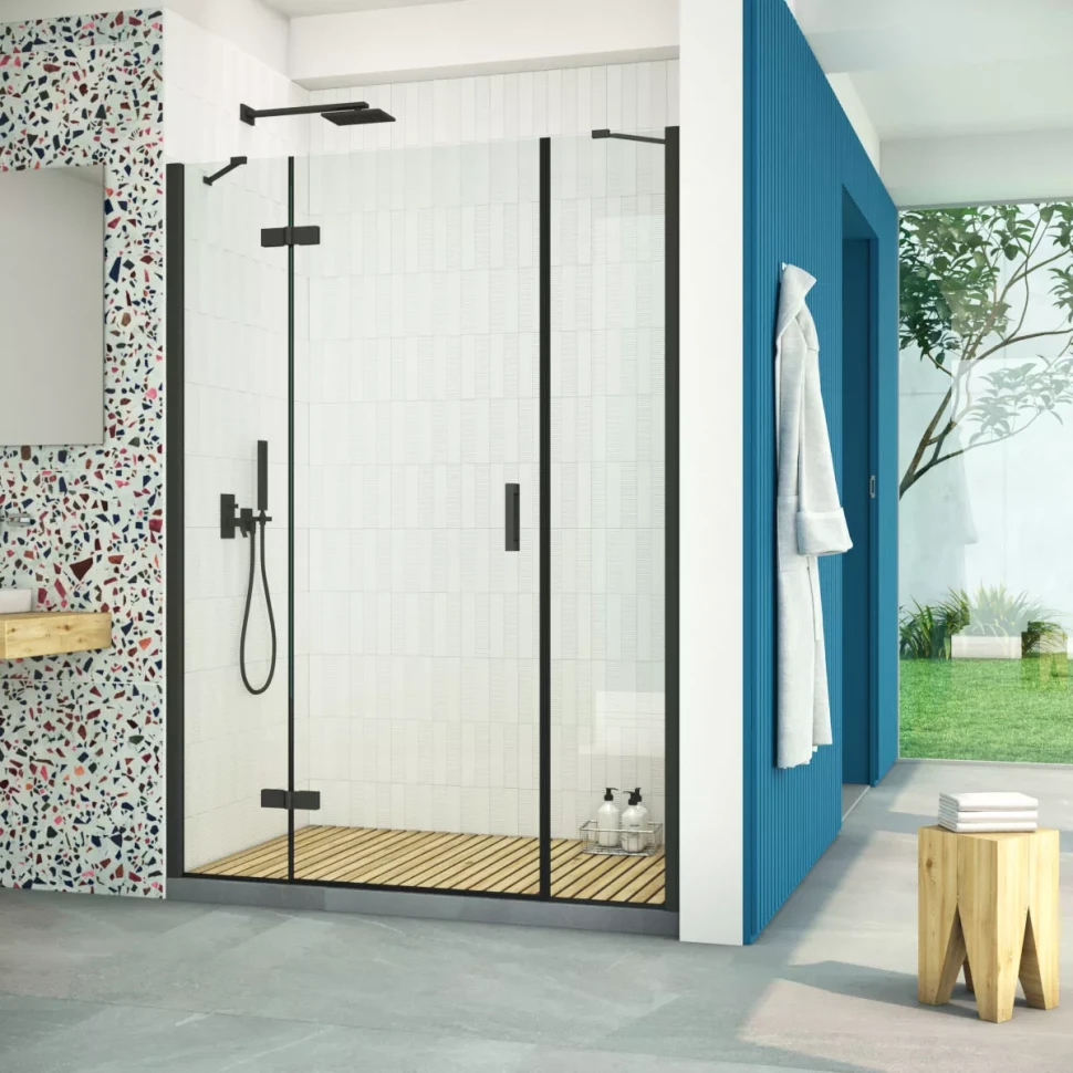 Дверь в душевую нишу Vegas-Glass AFP-F Retta 130 черный матовый