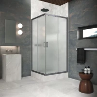 Угловые ограждения с раздвижными дверями ZA Protec 70x70 Тёмная оружейная сталь (GunMetal)