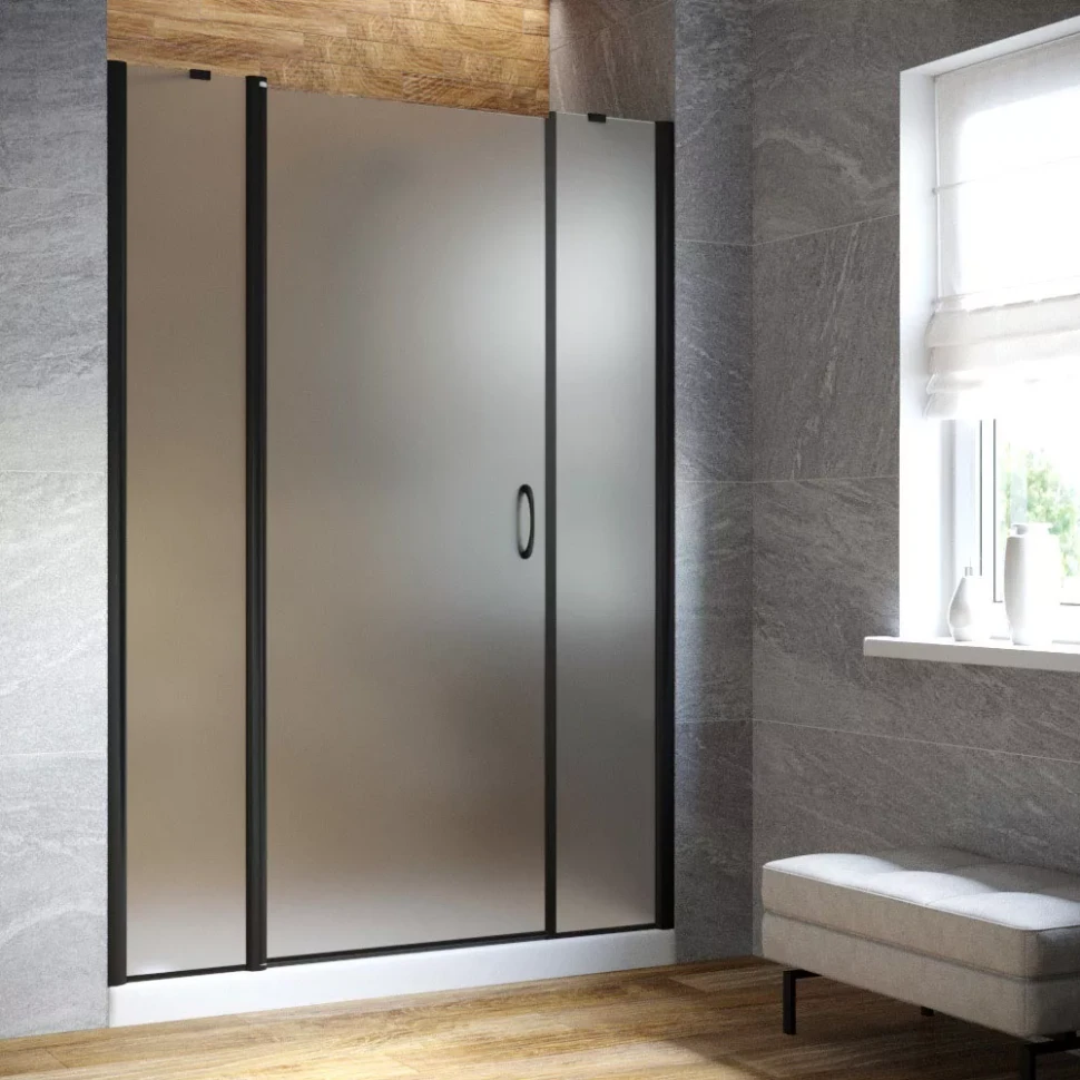 Душевая дверь в нишу Vegas-Glass EP-2F LUX 170 черный матовый