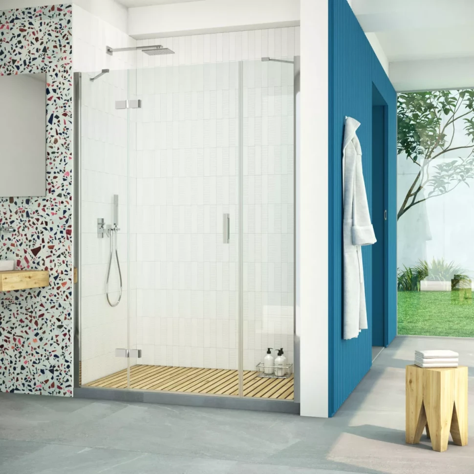 Дверь в душевую нишу Vegas-Glass AFP-F Retta 140 глянцевый хром