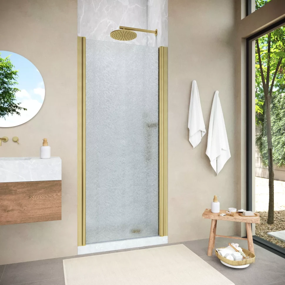 Душевая дверь в нишу Vegas-Glass EP NOVO 95 h200 золото матовое