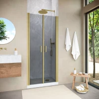 Душевая дверь в нишу Vegas-Glass E2P NOVO 75 h189 золото матовое