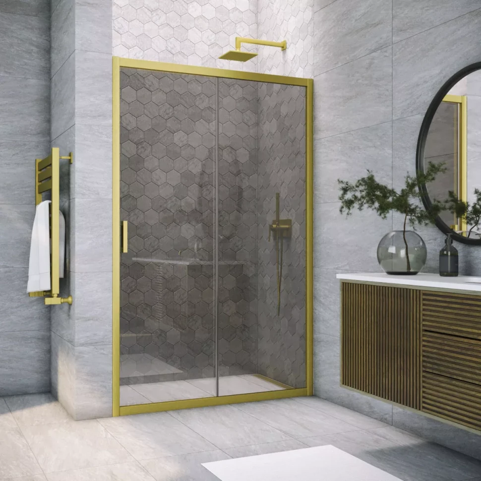 Дверь в душевой проем Vegas-Glass ZP NOVO 180 золото матовое