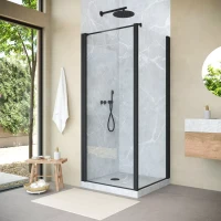 Угловые душевые ограждения с распашными дверями EP-Fis NOVO 90x80 h200 черный матовый