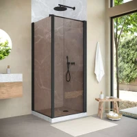 Угловые душевые ограждения с распашными дверями EP-Fis NOVO 90x80 h200 черный матовый