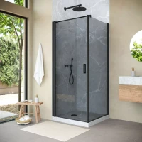 Угловые душевые ограждения с распашными дверями EP-Fis NOVO 90x80 h200 черный матовый