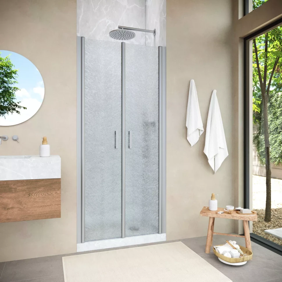 Душевая дверь в нишу Vegas-Glass E2P NOVO 75 h189 матовый хром