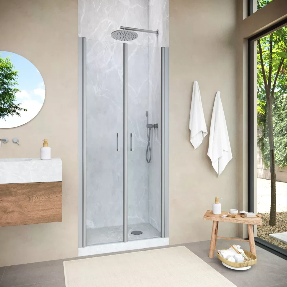 Душевая дверь в нишу Vegas-Glass E2P NOVO 75 h189 матовый хром