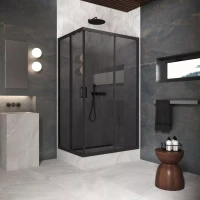 Угловые ограждения с раздвижными дверями ZA-F Protec 120x110 черный матовый