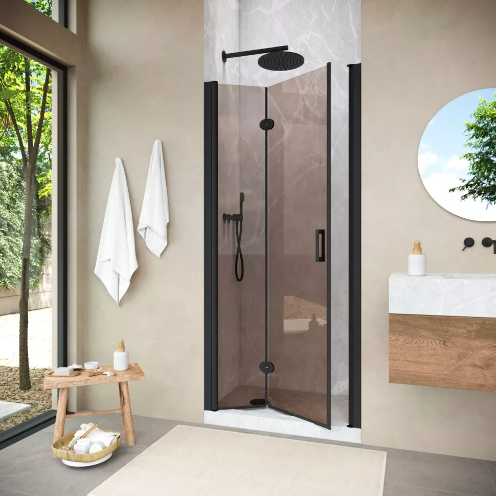 Душевая дверь в нишу Vegas-Glass GPS NOVO 75 h200 черный матовый