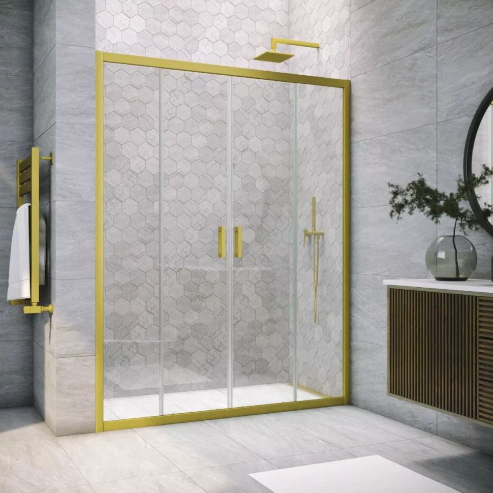 Дверь в душевой проем Vegas-Glass Z2P NOVO 210 золото матовое