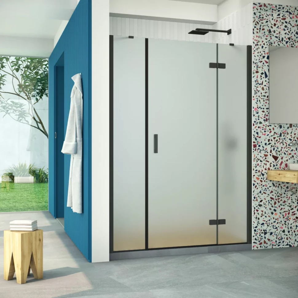 Дверь в душевую нишу Vegas-Glass AFP-F Retta 140 черный матовый