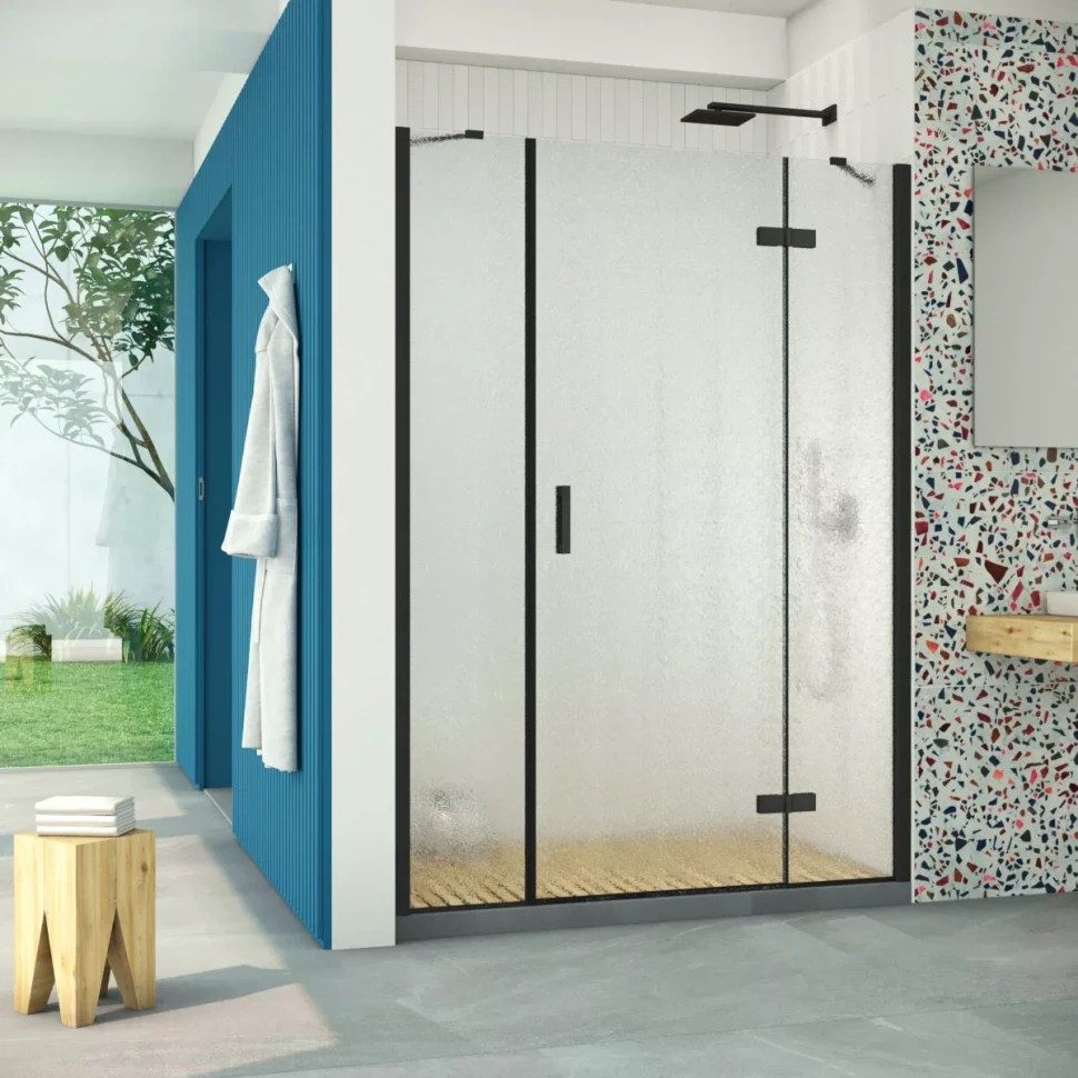 Дверь в душевую нишу Vegas-Glass AFP-F Retta 140 черный матовый