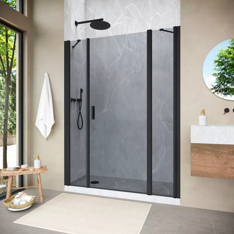 Душевая дверь Vegas-Glass EP-2F NOVO 215 h200 черный матовый