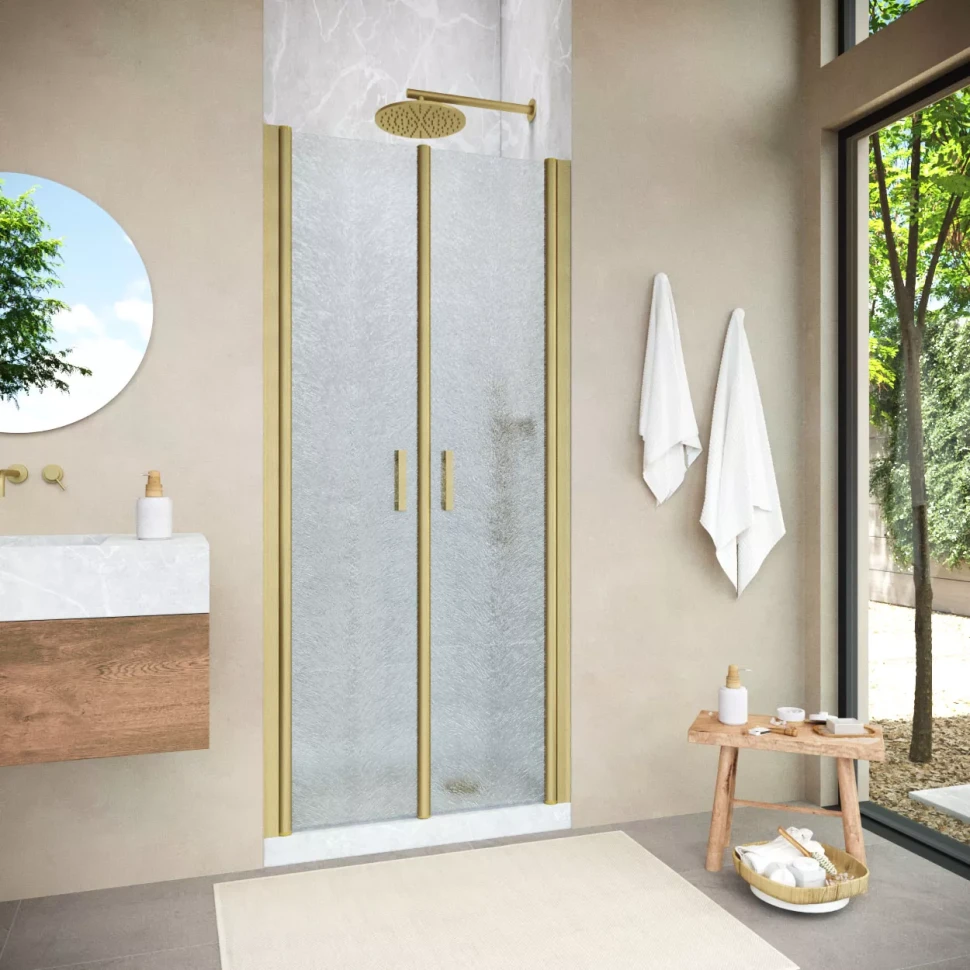 Душевая дверь в нишу Vegas-Glass E2P NOVO 75 h200 золото матовое