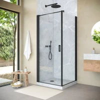 Угловые душевые ограждения с распашными дверями EP-Fis NOVO 90x90 h189 черный матовый