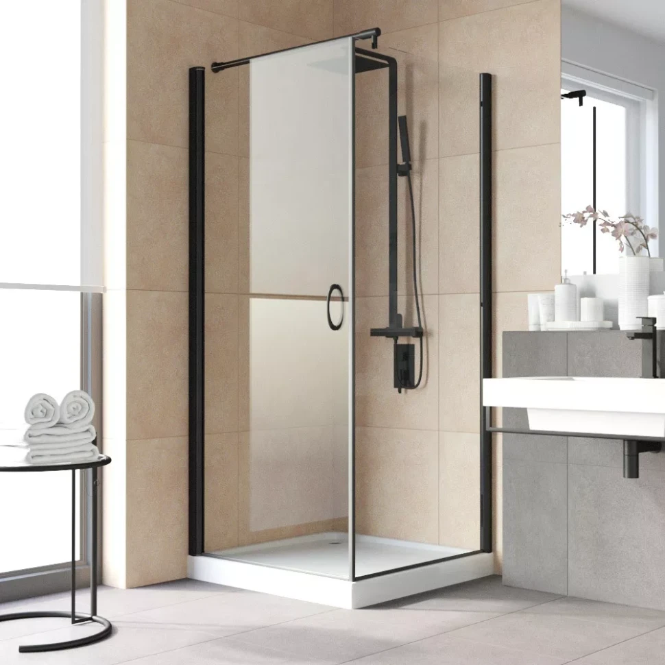 Душевой уголок Vegas-Glass EP-Fis LUX 90x80 черный матовый