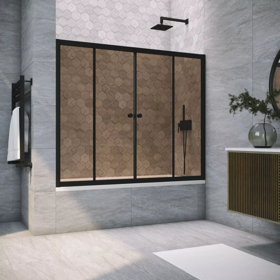 Шторки на ванну Z2V NOVO 200 черный матовый