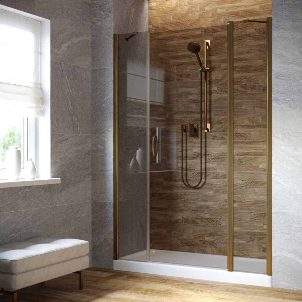 Душевая дверь в нишу Vegas-Glass EP-2F LUX 180 бронза