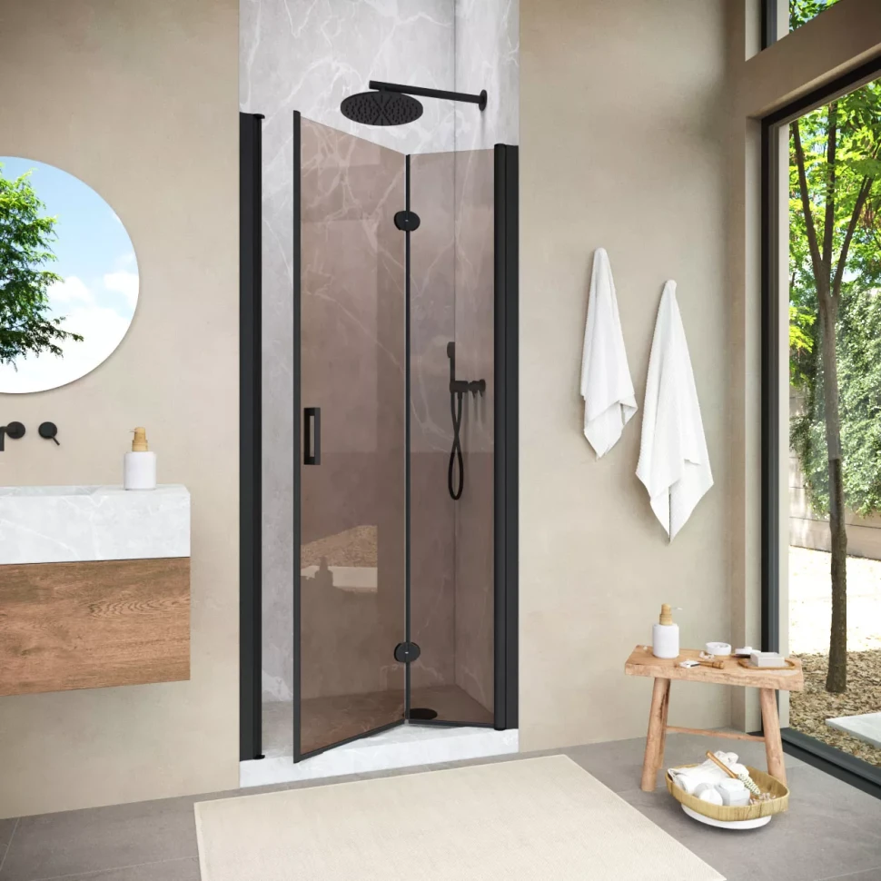 Душевая дверь в нишу Vegas-Glass GPS NOVO 80 h189 черный матовый