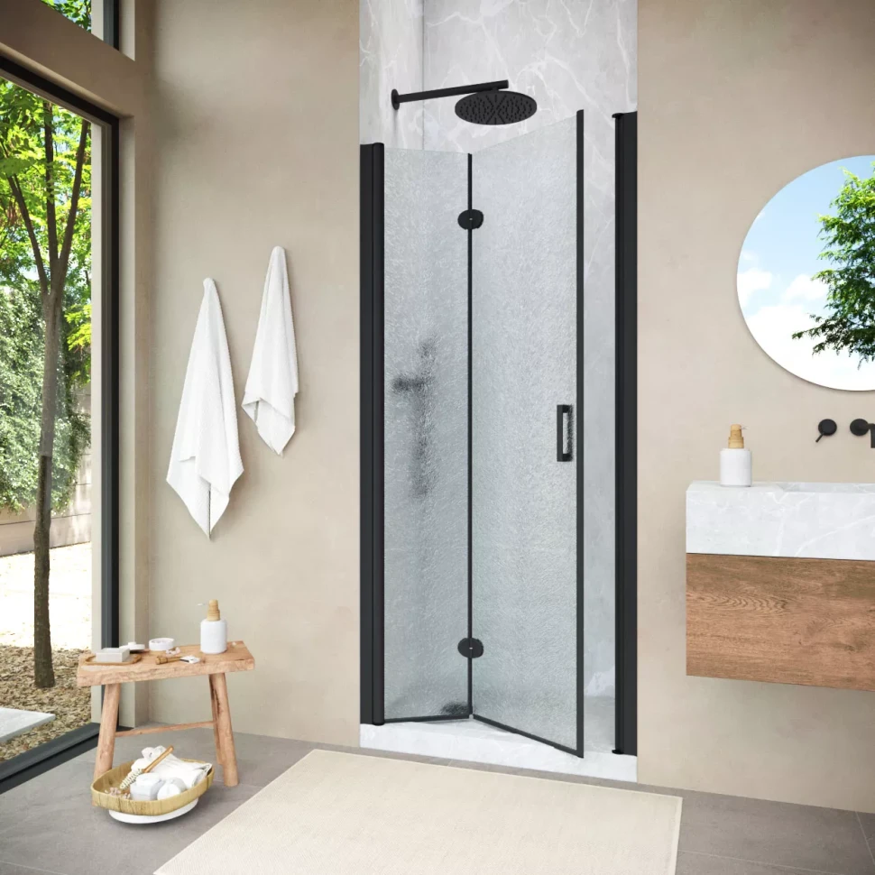 Душевая дверь в нишу Vegas-Glass GPS NOVO 80 h189 черный матовый