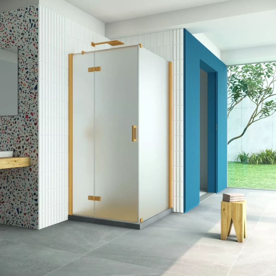 Душевой уголок Vegas-Glass AFP-Fis Retta 90x90 золото матовое