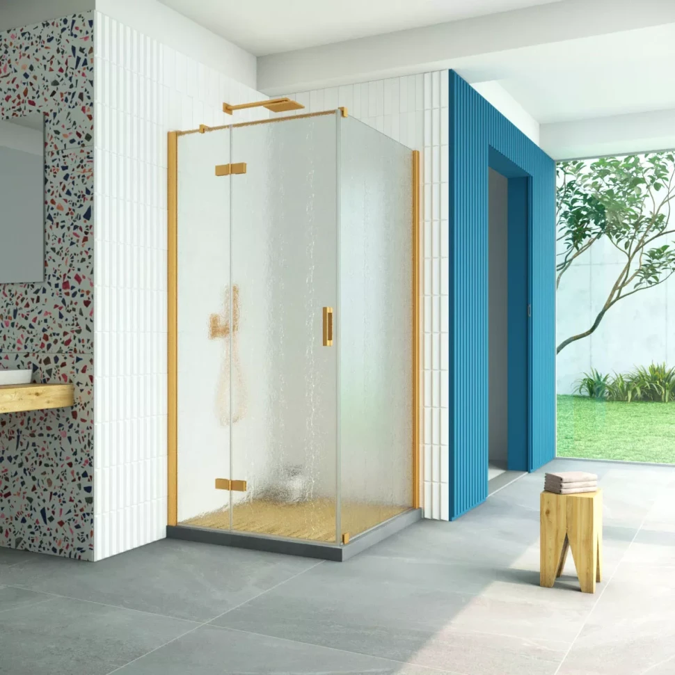 Душевой уголок Vegas-Glass AFP-Fis Retta 90x90 золото матовое