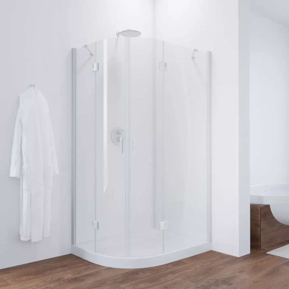 Угловые душевые ограждения с распашными дверями AFS-F NOVO 100x80 белый