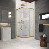 Угловые ограждения с раздвижными дверями ZA Protec 85x85 золото матовое