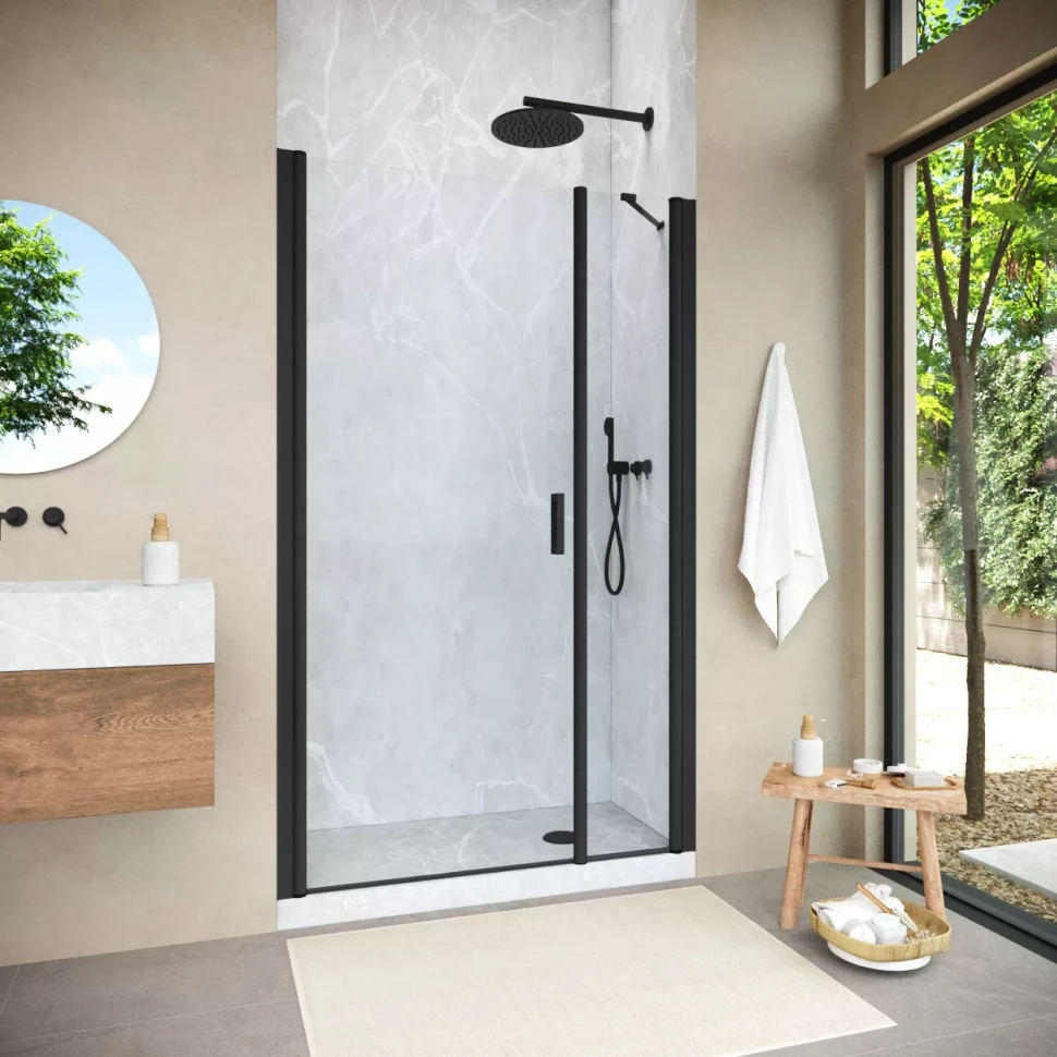 Душевая дверь Vegas-Glass EP-F-2 NOVO 165 h189 черный матовый