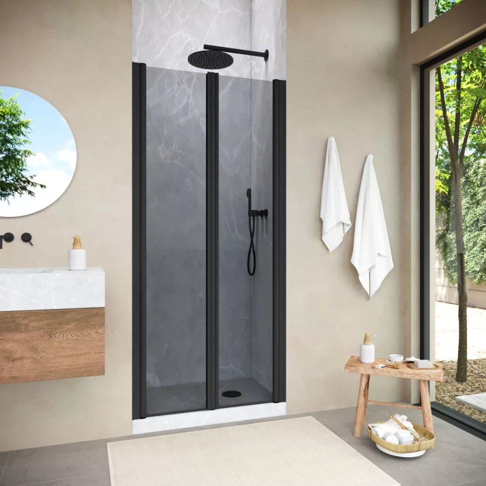 Душевая дверь в нишу Vegas-Glass E2P NOVO 75 h200 черный матовый