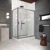 Угловые душевые ограждения ZP+ZPV Protec 145x100 Тёмная оружейная сталь (GunMetal)