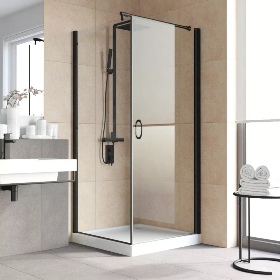 Душевой уголок Vegas-Glass EP-Fis LUX 90x90 черный матовый