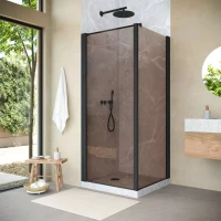 Угловые душевые ограждения с распашными дверями EP-Fis NOVO 90x90 h200 черный матовый
