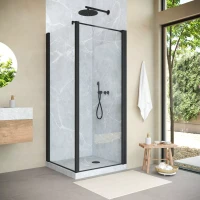 Угловые душевые ограждения с распашными дверями EP-Fis NOVO 90x90 h200 черный матовый