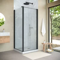 Угловые душевые ограждения с распашными дверями EP-Fis NOVO 90x90 h200 черный матовый