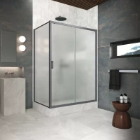 Угловые душевые ограждения ZP+ZPV Protec 155x80 Тёмная оружейная сталь (GunMetal)