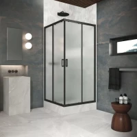 Угловые ограждения с раздвижными дверями ZA Protec 85x85 черный матовый