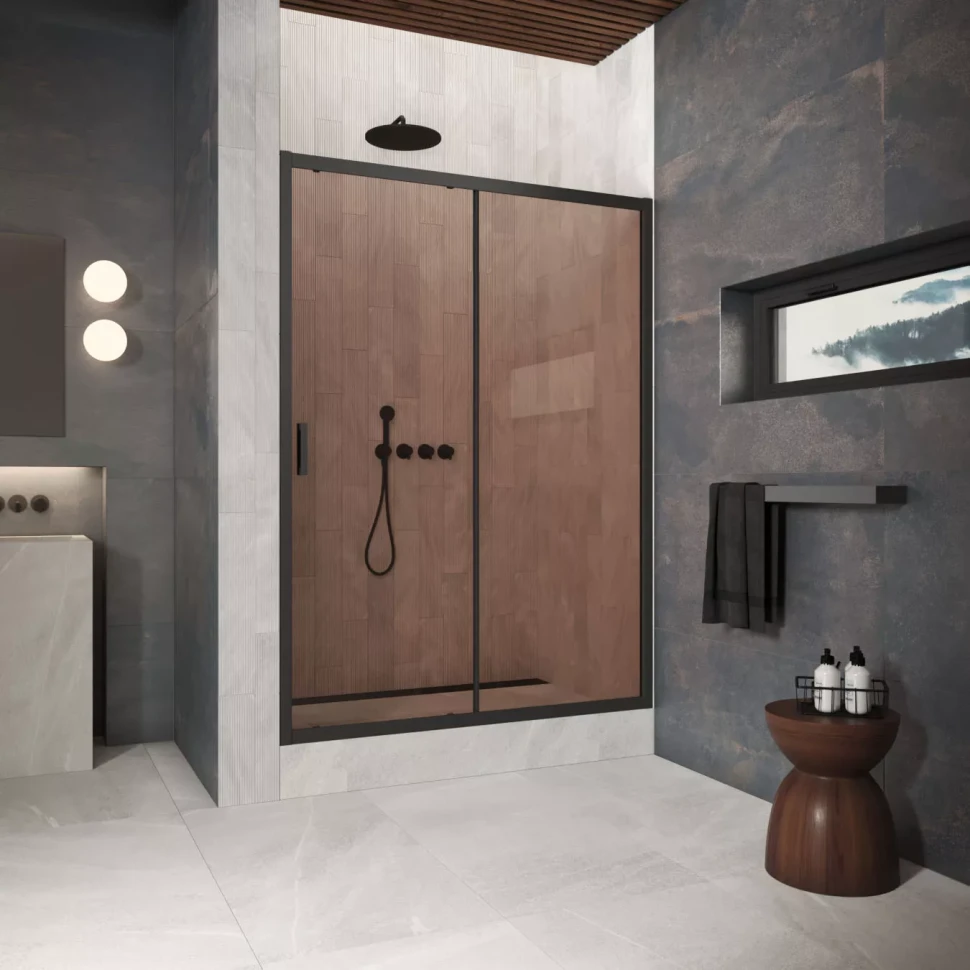 Двери в душевой проем ZP Protec 115 черный матовый