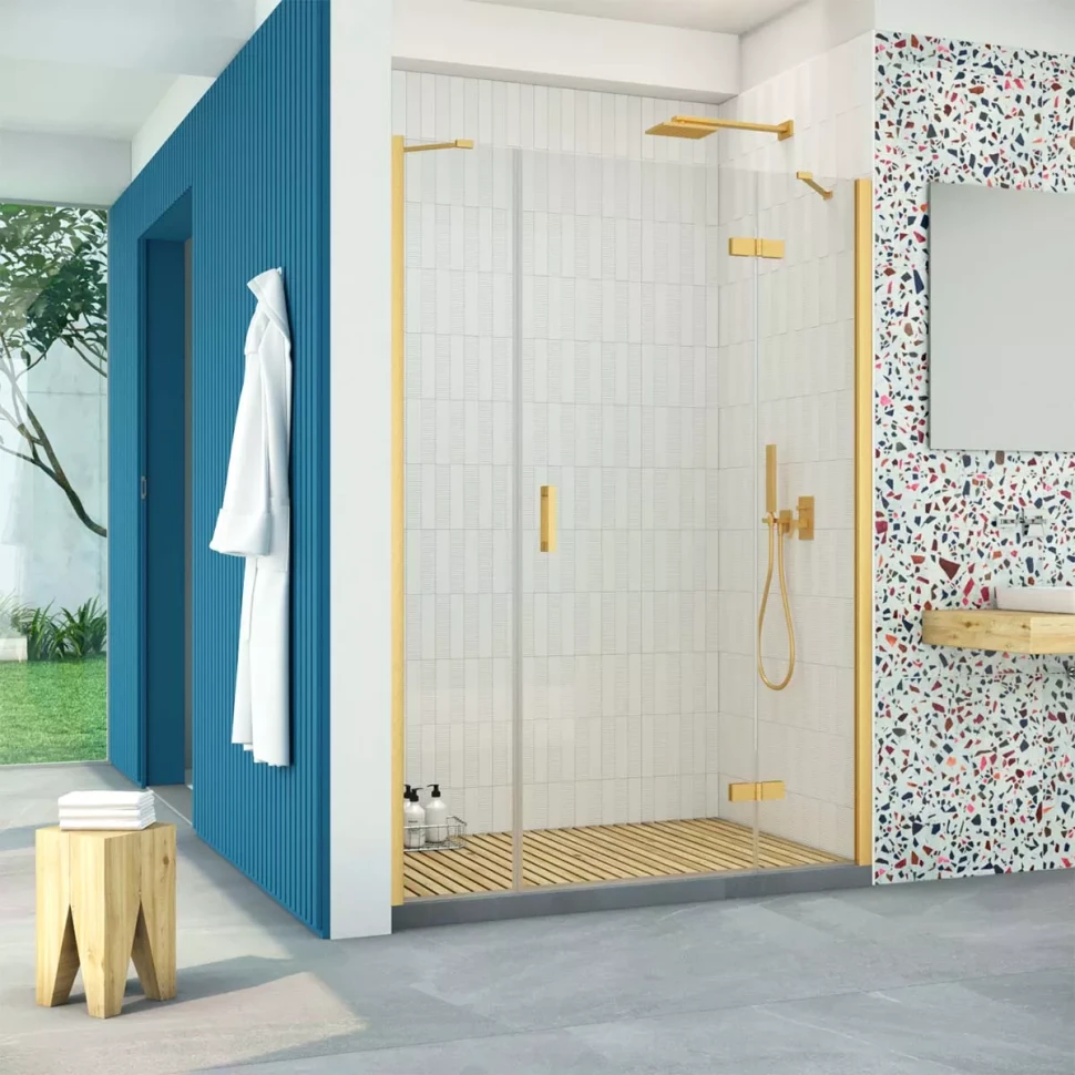 Дверь в душевую нишу Vegas-Glass AFP-F Retta 160 золото матовое